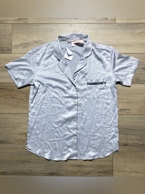 Victoria's Secret Womens Button Up Chest Pocket Sequin Pajama Top Large Gray
